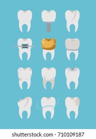 teeth different type set on color poster vector illustration