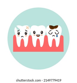 Teeth with emotion in cartoon style.