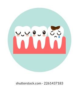 Teeth with emotion in cartoon style.