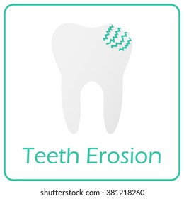 Teeth erosion icon design in modern style with cyan colors and border. Isolated dental logo symbol.