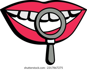 teeth examination concept, front upper fractured or cracked tooth vector icon design, Dentures symbol,Oral Healthcare sign, Dental instrument stock illustration