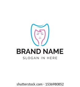 Teeth with face women inside vector logo design illustration
