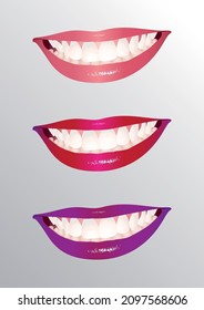 teeth, female smile with colored lips, smiling