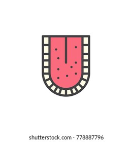 Teeth filled outline icon, line vector sign, linear colorful pictogram isolated on white. Denture symbol, logo illustration. Pixel perfect vector graphics