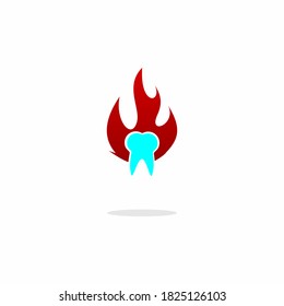 Teeth with fire. symbol of burning teeth. stock illustration