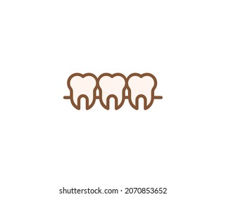 Teeth flat icon. Thin line signs for design logo, visit card, etc. Single high-quality outline symbol for web design or mobile app. Medical outline pictogram.