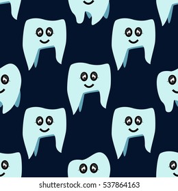 Teeth flat modern illustration. Character design. seamless pattern