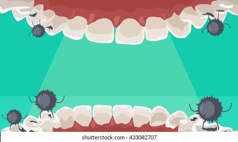 teeth flat vector mouth caries monsters