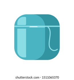 Teeth floss icon. Dental floss symbol in flat style isolated on white background.  Vector illustration.
