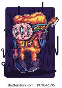 teeth Fun teeth fighter. Cartoon
