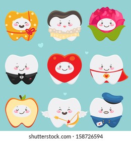 Teeth: gift, lady, flower, gentleman, heart, Super Love, apple, amour, postman.