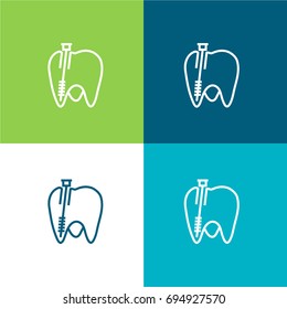 Teeth green and blue material color minimal icon or logo design