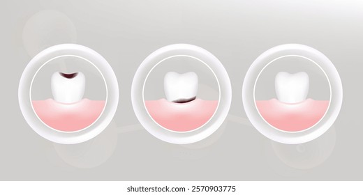 Teeth and gum care solutions ad, with cosmetic advertising background ready to use, illustration vector.