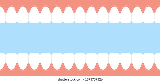 Teeth and gum. Open mouth inside view. Dental banner. Vector illustration in flat style