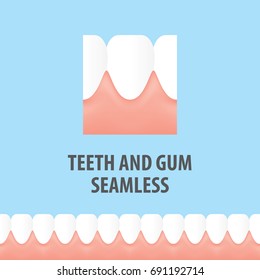 Teeth and gum pattern seamless virtual style illustration vector on blue background. Dental concept.