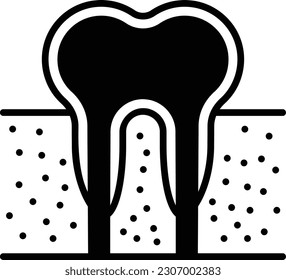 Teeth Gum with Pulp Side View concept, tooth and roots vector icon design, odontology symbol, oral medicine sign, Dental instrument stock illustration