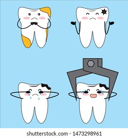 The teeth have been tooth decay with sad motions
