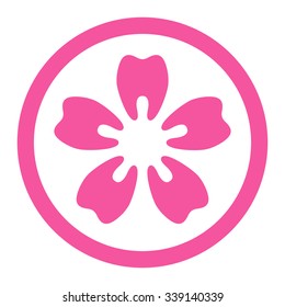 Teeth Health vector icon. Style is flat rounded symbol, pink color, rounded angles, white background.