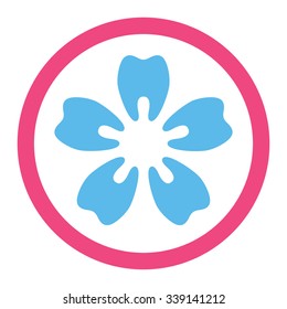 Teeth Health vector icon. Style is bicolor flat rounded symbol, pink and blue colors, rounded angles, white background.
