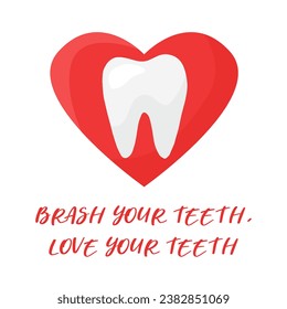 Dientes con corazón. Concepto Cuidado dental