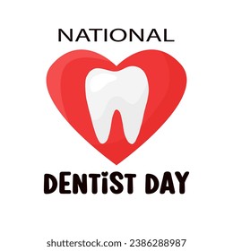Teeth with heart. Concept Dental care National dentist day