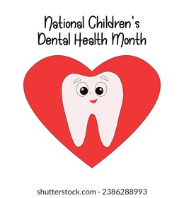 Teeth with heart. Concept Dental care National Childrens Dental Health Month