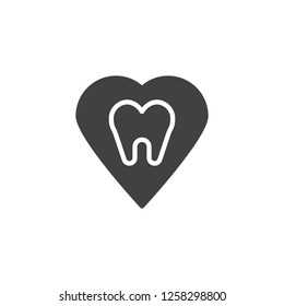 Teeth Heart Inside vector icon. filled flat sign for mobile concept and web design. Dental care simple solid icon. Symbol, logo illustration. Pixel perfect vector graphics