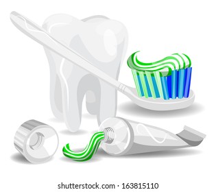 Teeth hygiene items vector illustration