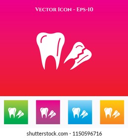 teeth Icon in Colored Square box. eps-10