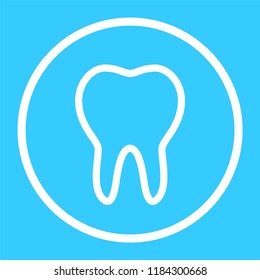 teeth icon, dentist flat vector symbol, a healthy tooth  isolated on Blue Background