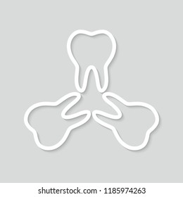 teeth icon, dentist flat vector symbol, a healthy tooth  isolated on grey background
