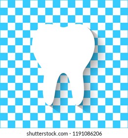 teeth icon, dentist flat vector symbol, a healthy tooth  isolated on blue background