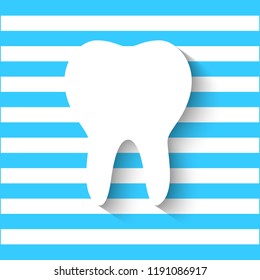 teeth icon, dentist flat vector symbol, a healthy tooth  isolated on blue background