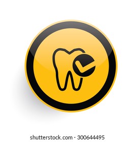 Teeth icon design on yellow button background,clean vector