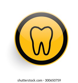 Teeth icon design on yellow button background,clean vector