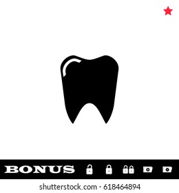Teeth icon flat. Black pictogram on white background. Vector illustration symbol and bonus button open and closed lock, folder, star