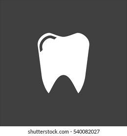 Teeth icon flat. Vector white illustration isolated on black background. Flat symbol