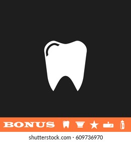 Teeth icon flat. White pictogram on black background. Vector illustration symbol and bonus button tooth, vase, star, mirror, bottle