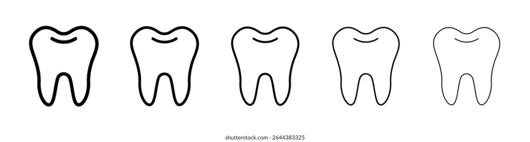 Teeth icon graphic set. trendy stroke line style
