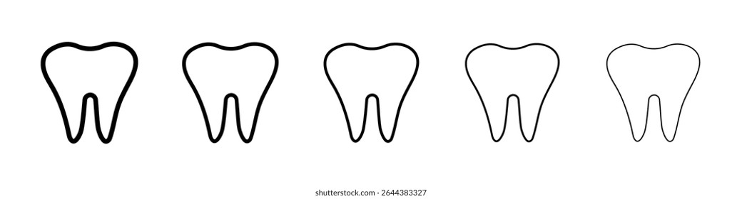 Teeth icon graphic set. trendy stroke line style