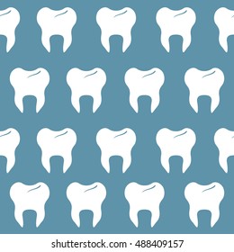 Teeth icon hand drawn seamless pattern vector. Doodle background with set of white teeth. Simple illustration with dental symbol