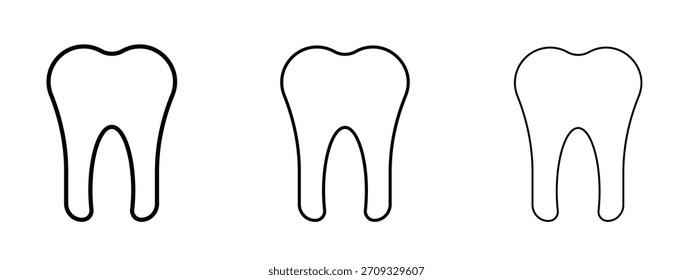 Signo de estilo lineal del icono de los dientes para el concepto móvil y el Diseño web.