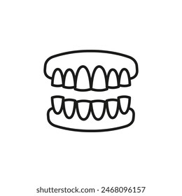 Teeth icon. A minimalistic design featuring a tooth with an X-mark, suitable for indicating dental issues or prohibited dental practices. Vector illustration