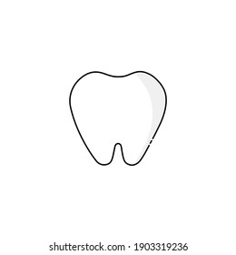 Teeth icon on white background. Vector illustration in flat cartoon design. Tooth element. 