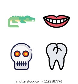 teeth icon set. vector set about crocodile, smile, skull and broken tooth icons set.