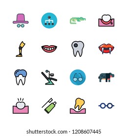 teeth icon set. vector set about smile, eye glasses, dentist and prothesis icons set.
