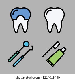teeth icon set. vector set about tooth, toothbrush and dentist tools icons set.