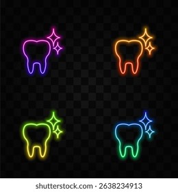 Teeth icon symbol illustration in flat design and neon style..