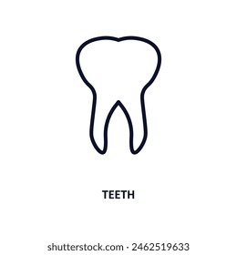 teeth icon. Thin line teeth icon from medical collection. Outline vector isolated on white background. Editable teeth symbol can be used web and mobile