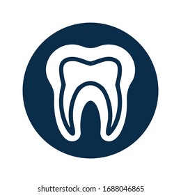 Teeth Icon, tooth design, dental treatment, deep blue color